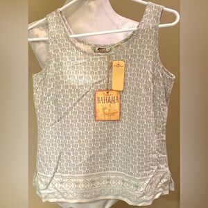 Tommy Bahama Women's Green and Cream silk Tank Top